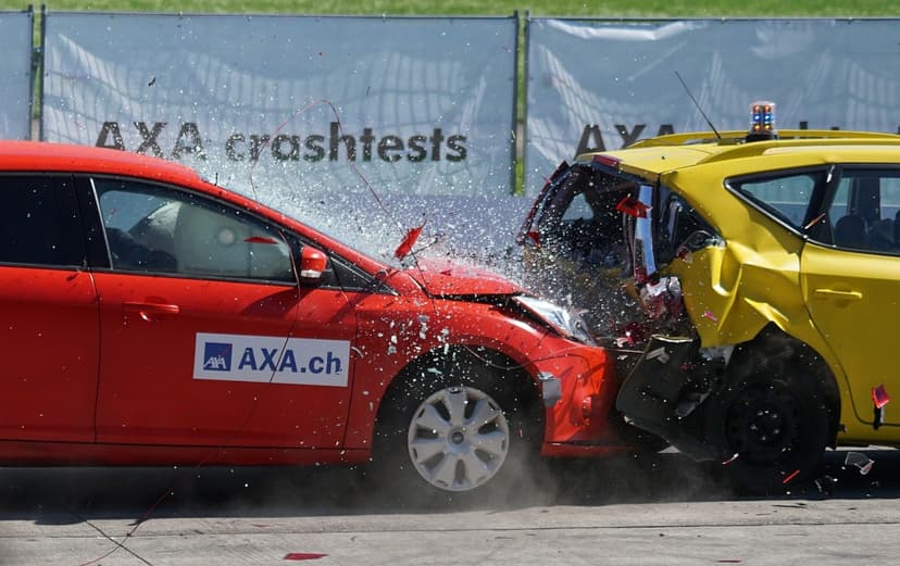A vehicle crash test demonstrating safety engineering